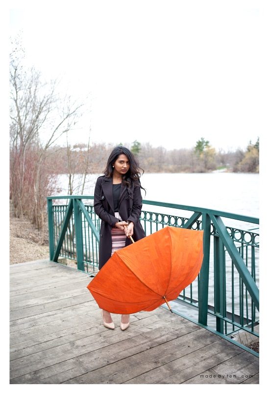 Park Fashion Portrait Rain Photoshoot