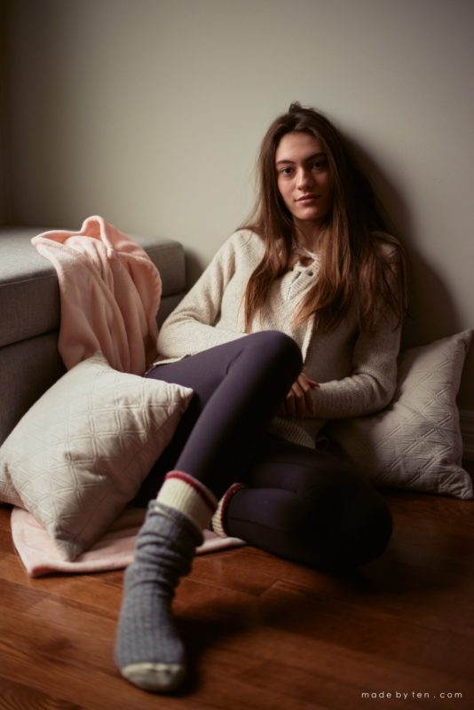 Laid Back Pose Indoor Winter Photoshoot